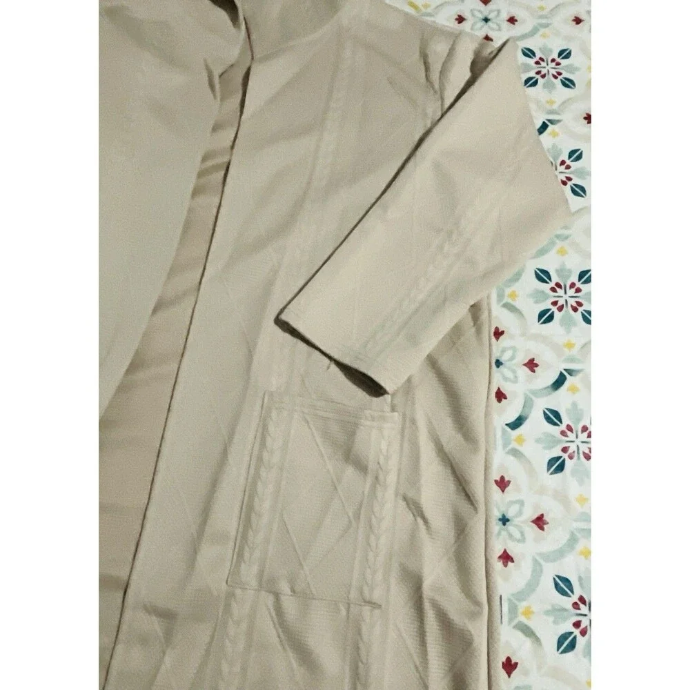 Hooded Long Open Front Knit Cardigan Jacket  Womens Sz M color beige